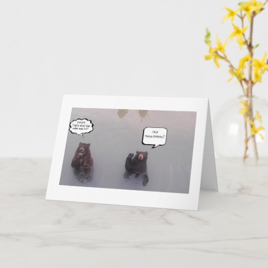 Carte Ours d'anniversaire (Fleur jaune)