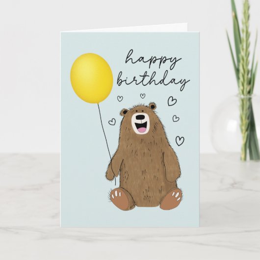 Carte Ours d'anniversaire avec ballon (Devant)