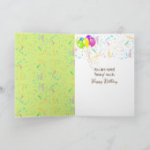 Carte Ours d'anniversaire avec ballons et confetti (Intérieur)