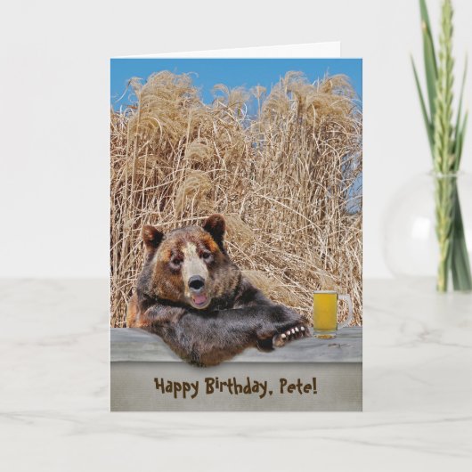 Carte Ours d'anniversaire avec bière (Devant)