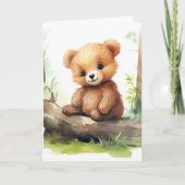 Carte Ours D'Anniversaire Cub Sur Le Journal (Devant)