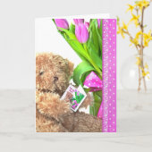 Carte Ours d'anniversaire de maman (Fleur jaune)