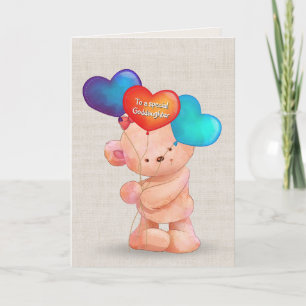 Carte Ours d'anniversaire et ballons pour filleule