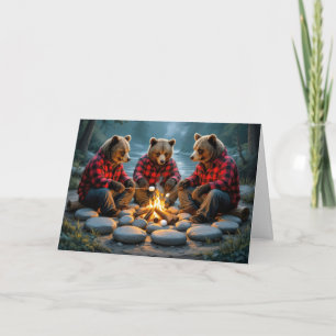 Carte Ours d'Anniversaire Griller Marshmallows