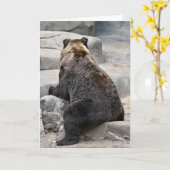 Carte Ours d'anniversaire grizzli (Fleur jaune)