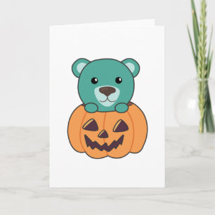 Carte Ours Dans Citrouille Doux Ours Joyeux Halloween