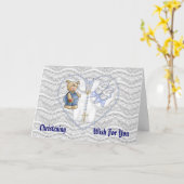 Carte Ours de baptême de garçons (Fleur jaune)