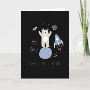 Carte Ours De Cartoon Mignonne Dans L'Espace
