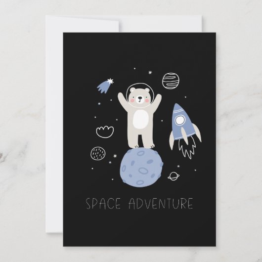 Carte Ours De Cartoon Mignonne Dans L'Espace (Devant)
