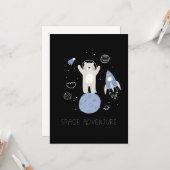 Carte Ours De Cartoon Mignonne Dans L'Espace (Devant/Arrière en situation)