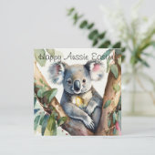 Carte Ours de Koala tenant un oeuf de Pâques d'or (Debout devant)