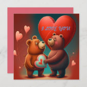 Carte Ours de la Saint-Valentin en dessin animé (Devant / Derrière)