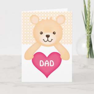Carte Ours de nounours mignon avec le coeur du papa