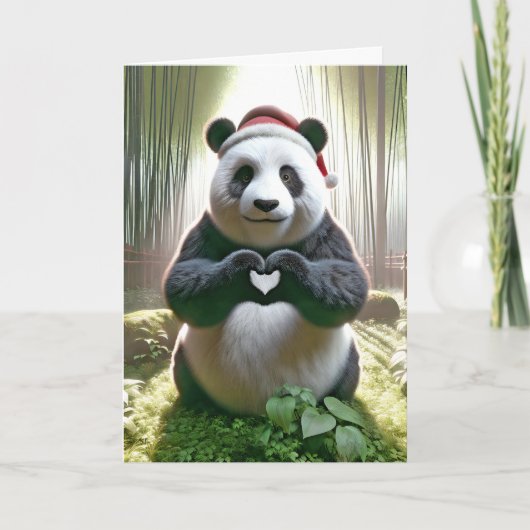 Carte Ours De Panda De Noël Au Coeur (Devant)