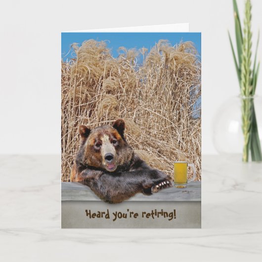 Carte Ours de retraite avec bière (Devant)