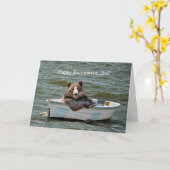 Carte Ours de retraite en bateau (Fleur jaune)