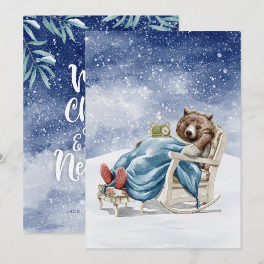 Carte Ours dormant dans la neige (Devant / Derrière)