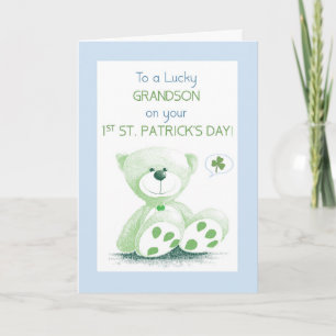 Carte Ours doux vert 1er Jour de la Saint Patrick
