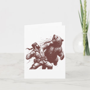 Carte Ours Drôle Homme Punching Ours Retro Chasse Vintag