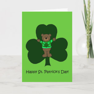Carte Ours du jour de St Patrick en vert