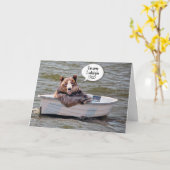 Carte Ours En Bateau Anniversaire Humour (Fleur jaune)