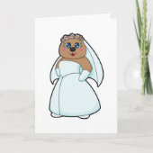 Carte Ours en mariée avec couronne de fleurs (Devant)
