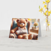 Carte Ours en peluche avec bras dans une fronde (Fleur jaune)