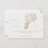 Carte Ours en peluche avec Merci Bleu Ballons (Devant)