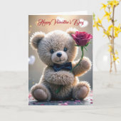 Carte Ours en peluche de la Saint-Valentin (Fleur jaune)