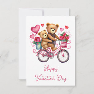 Carte Ours en peluche de la Saint-Valentin à bicyclette