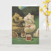 Carte Ours en peluche embrassant vintage (Fleur jaune)