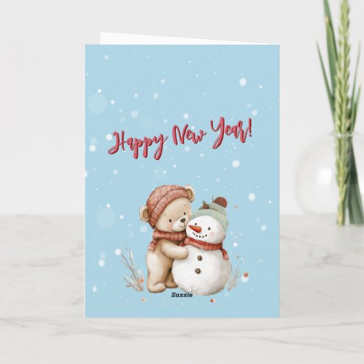 Carte Ours en peluche et arbre de Noël Snowman (Dos)