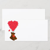 Carte Ours en peluche et ballons cardiaques (Devant / Derrière)