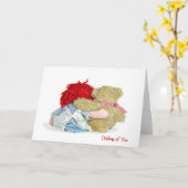 Carte Ours en peluche et poupée en cerf Penser à vous (Fleur jaune)