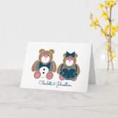 Carte Ours en peluche mignon 45e anniversaire du mariage (Fleur jaune)