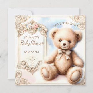 Carte Ours en peluche mignon, sauver la date