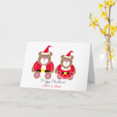 Carte Ours en peluche Noël maman et papa (Fleur jaune)