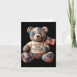 Carte Ours en peluche patriotique America 250 1776 2026