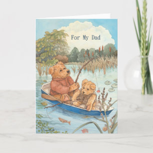 Carte Ours en peluche pêche Mignon pour la fête des père