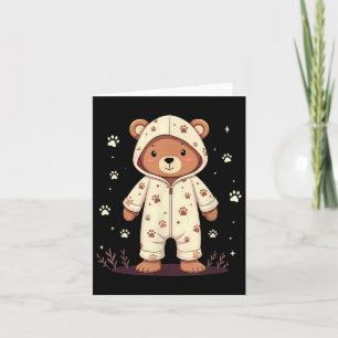 Carte Ours en peluche portant un pyjama