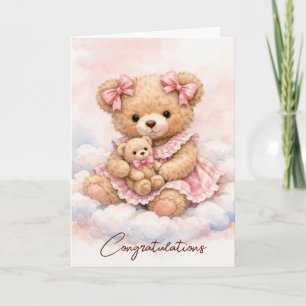 Carte Ours en peluche pour nouvelle petite fille