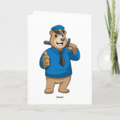 Carte Ours en policier avec casquette de policier (Dos)