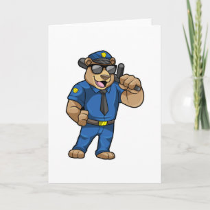Carte Ours en policier avec uniforme de police