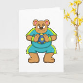 Carte Ours en tant que joueur de handball avec Handball (Fleur jaune)