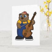 Carte Ours en tant que musicien avec guitare (Fleur jaune)