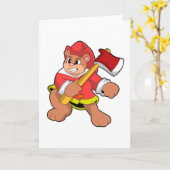 Carte Ours en tant que pompier avec une hache (Fleur jaune)