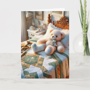 Carte Ours En Teddy Avec Jambe Brisée