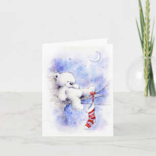 Carte Ours En Teddy Blanc Dans Un Arbre