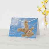 Carte Ours En Teddy Sur Cloche (Fleur jaune)