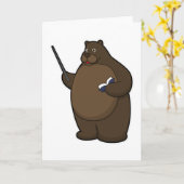 Carte Ours enseignant avec livre et pointeur (Fleur jaune)